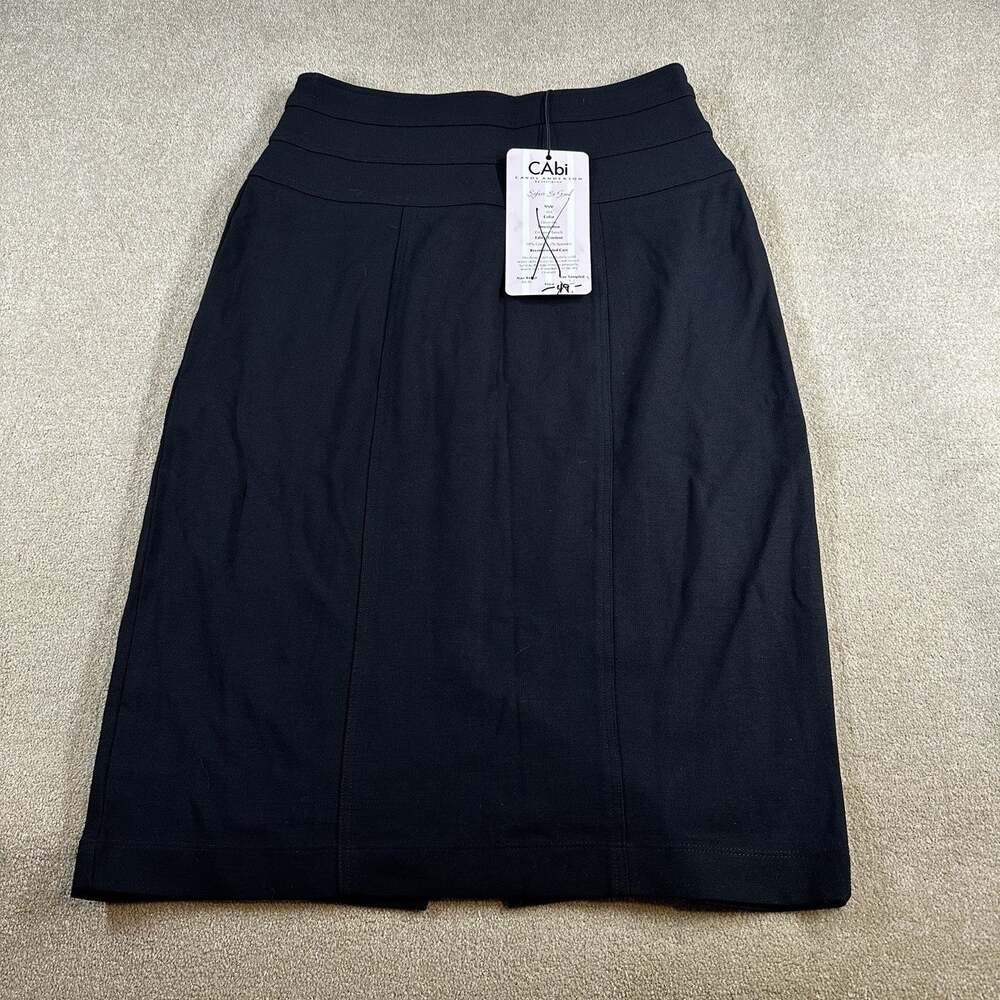 Cabi Sz 6 Black Pencil Skirt Slit Zipper Dark Academia Professional Preppy